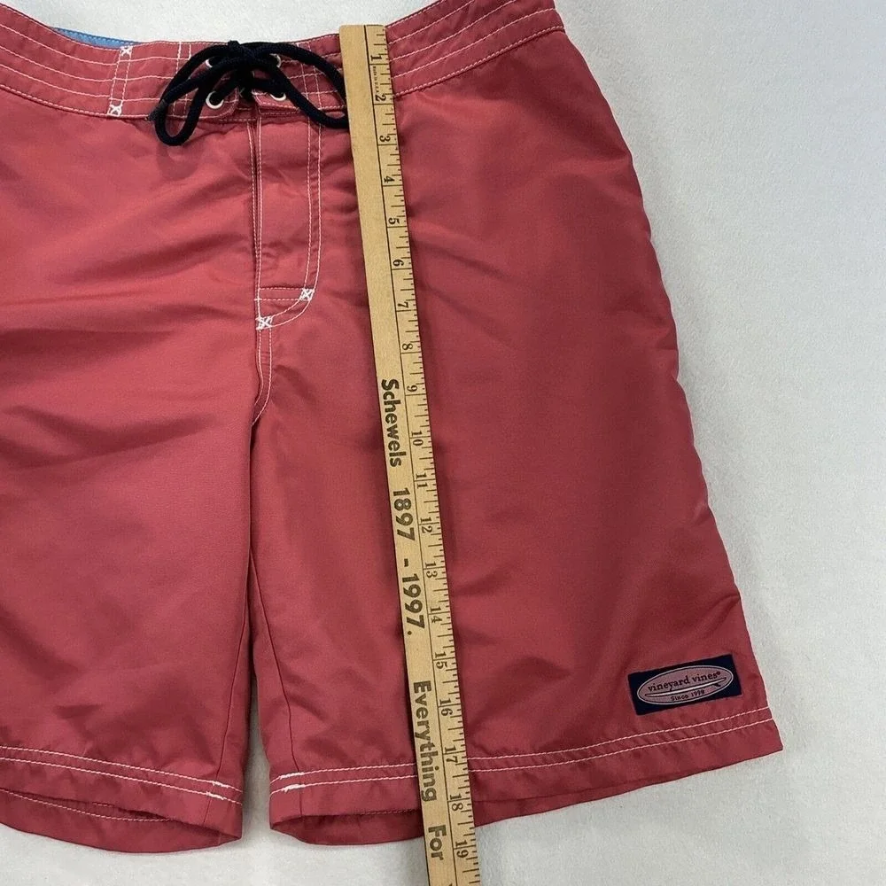 Vineyard Vines Mens Board Shorts 30 Pink Cargo Drawstring Swim Trunks Whale Logo